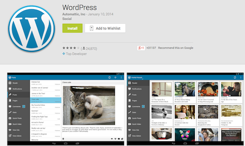 aplicativo wordpress