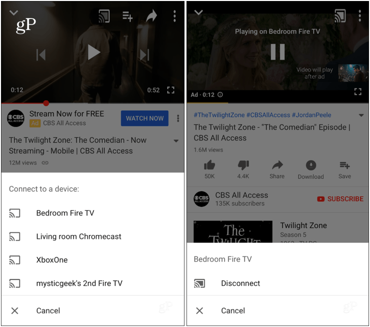 Transmitir o iPhone do YouTube para acionar a TV