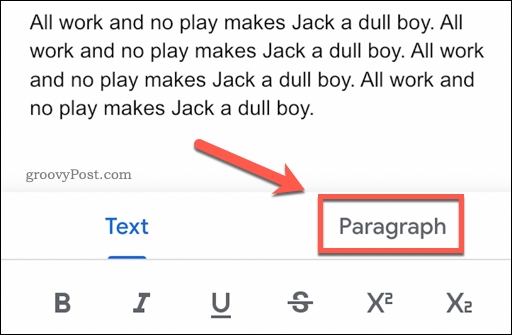 Formatar texto por parágrafo no Google Docs