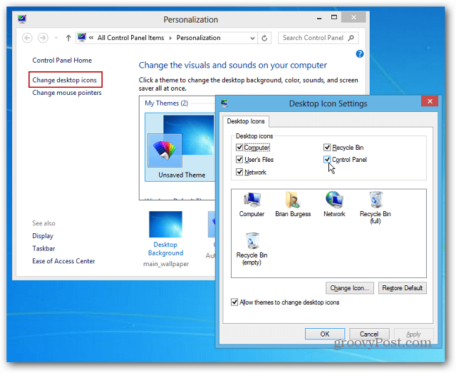 Como fixar o ícone do painel de controle na barra de tarefas do Windows 8