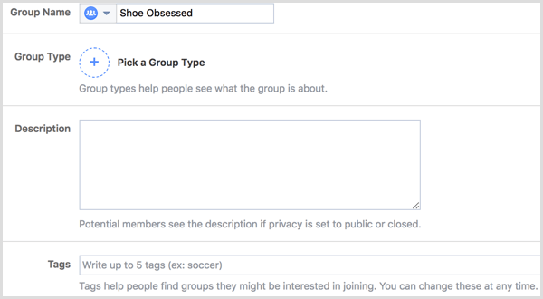 Configurações de edição de grupo do Facebook