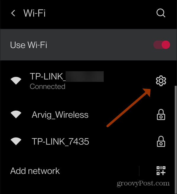 configurações conectado rede android