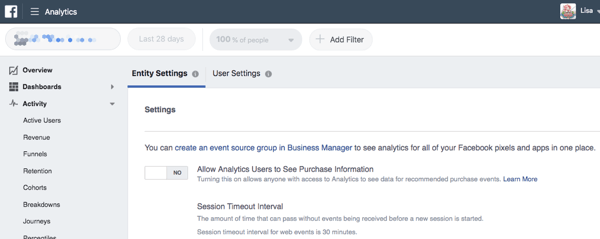 Crie um grupo de fontes de eventos para extrair dados de comportamento de suas fontes de marketing.