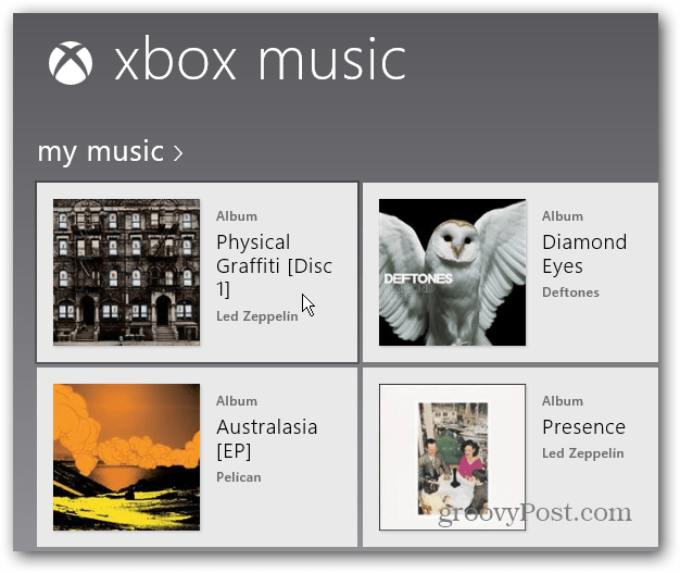 Escolha o álbum Xbox Music
