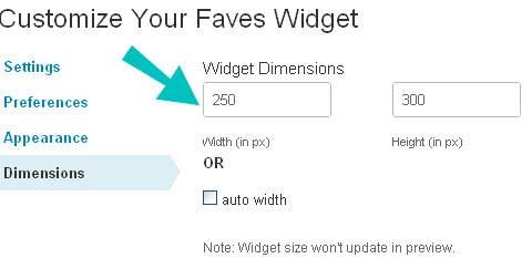 dimensões do widget