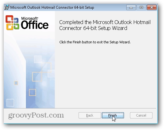 Outlook.com Outlook Hotmail Connector - Clique em Concluir