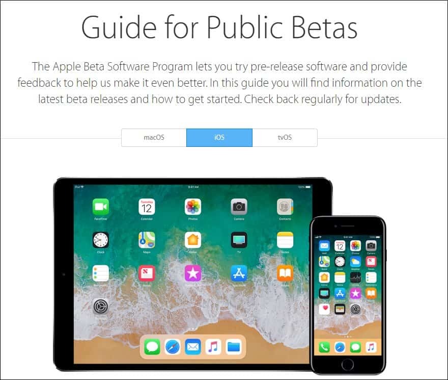Guia da Apple para público Betas