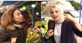 Ataque feio ao repórter do Canal 7, Meryem Nas! A mulher que fala sobre o lenço na cabeça...