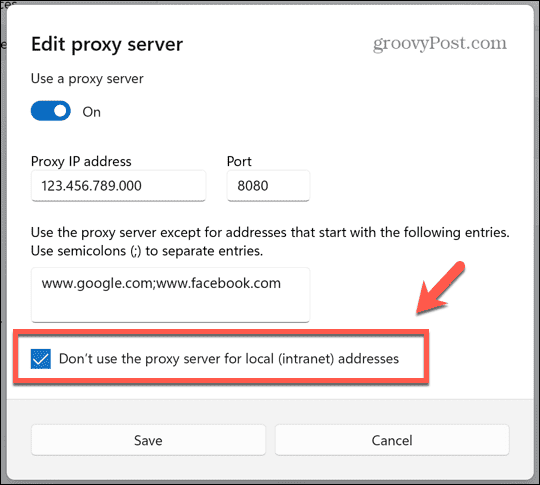 windows não usa proxy para sites locais