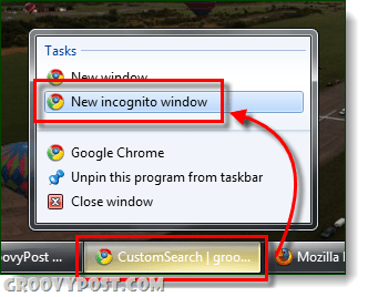 lançamento anônimo da barra de tarefas do Chrome