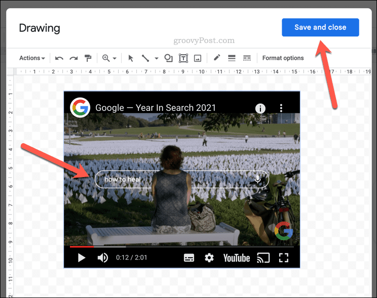Reproduzindo um vídeo do YouTube dentro de um desenho do Google Docs