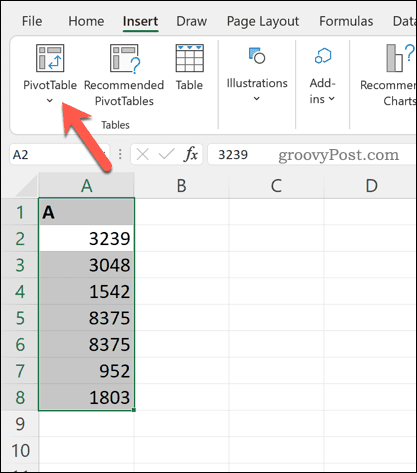 Inserindo uma tabela dinâmica no Excel