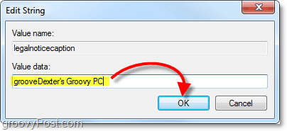 digite o título da mensagem de inicialização do Windows 7 ou deixe em branco