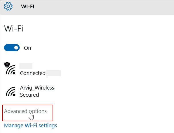 Configurações avançadas WiFi
