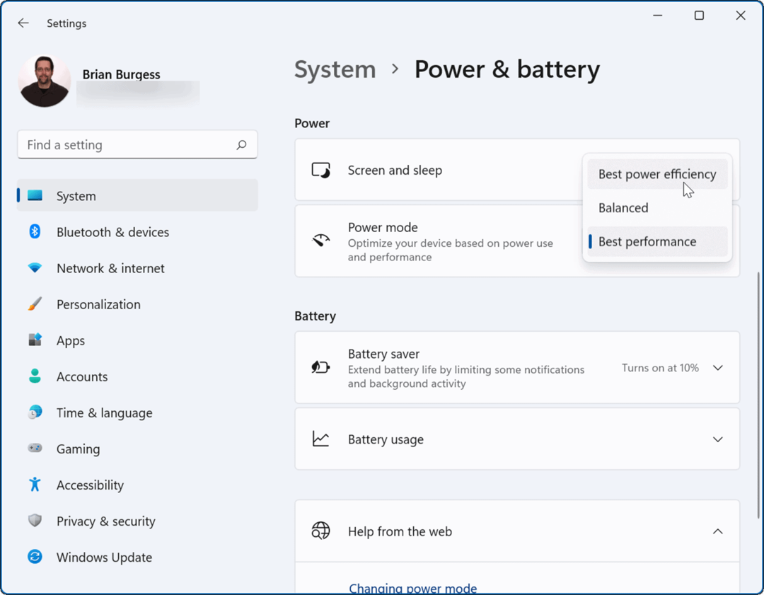 O modo de energia do Windows 11 melhora a vida útil da bateria no Windows 11