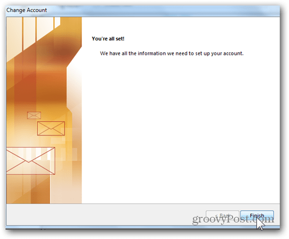 Adicionar Caixa de Correio Outlook 2013 - Clique em Concluir
