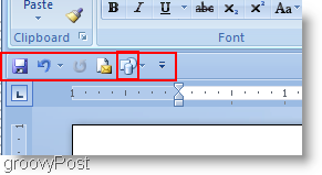 Formas do Microsoft Word 2007 adicionadas ao menu de acesso rápido e movidas abaixo da faixa de opções