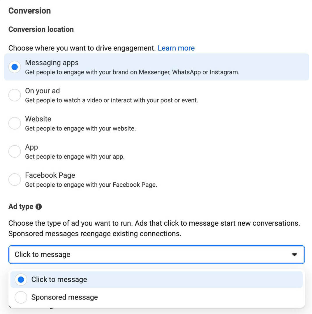 configurar-clique-para-messenger-ads-in-facebook-reels-configure-ad-set-engagement-objective-3