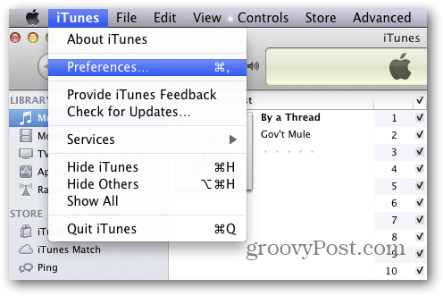 Preferências do iTunes Mac