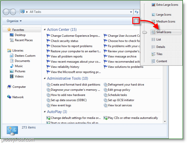 Como consolidar todos os itens do painel de controle do Windows 7 em uma janela