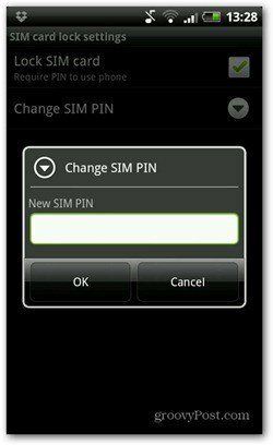 alteração de código PIN do Android