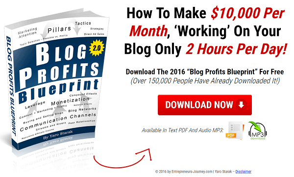 O Blog Profit Blueprint é um relatório gratuito onde os leitores podem optar por receber os e-mails de Yaro. 