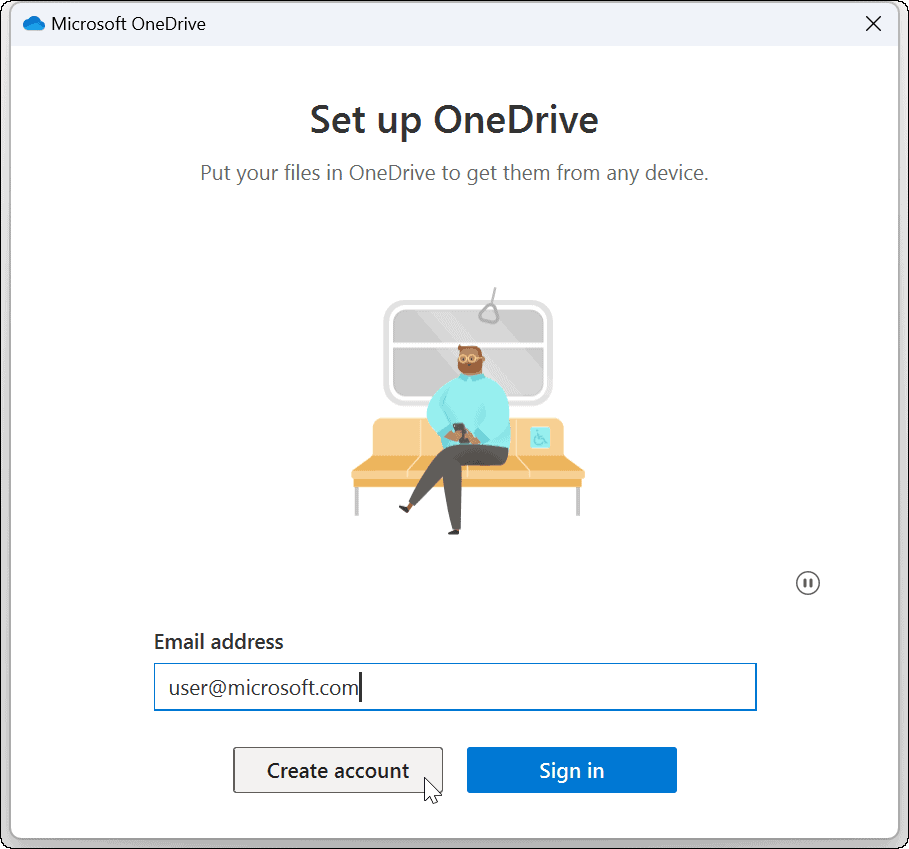 revincular a conta do OneDrive
