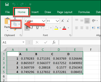 Copiando dados selecionados no Microsoft Excel