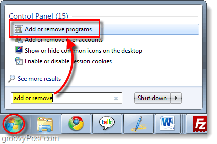 adicionar ou remover programas no windows 7