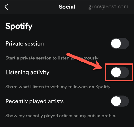 spotify atividade de escuta móvel