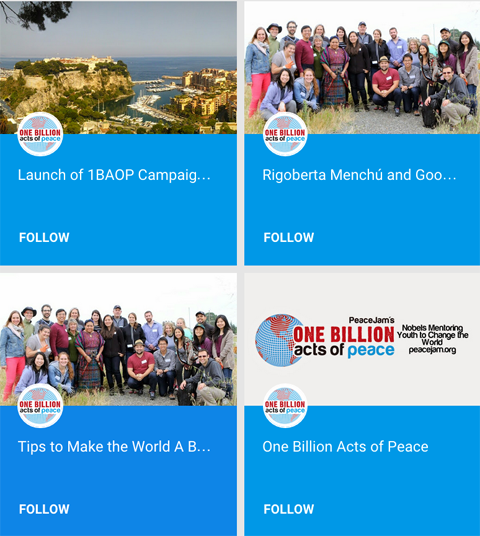 1 bilhão de atos de paz google + coleções