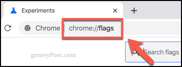 O menu de sinalizadores do Chrome acessado na barra de endereço