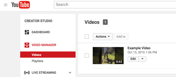 Você pode encontrar o Gerenciador de vídeos no Estúdio de Criação do YouTube.