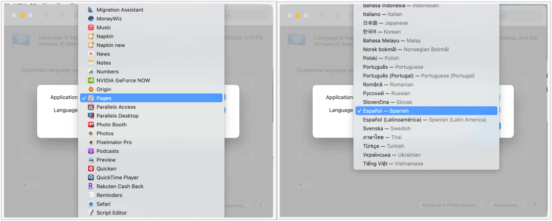 Alterar o idioma padrão do Mac por aplicativo
