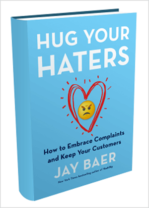 Esta é uma captura de tela da capa do livro de Hug Your Haters, de Jay Baer.