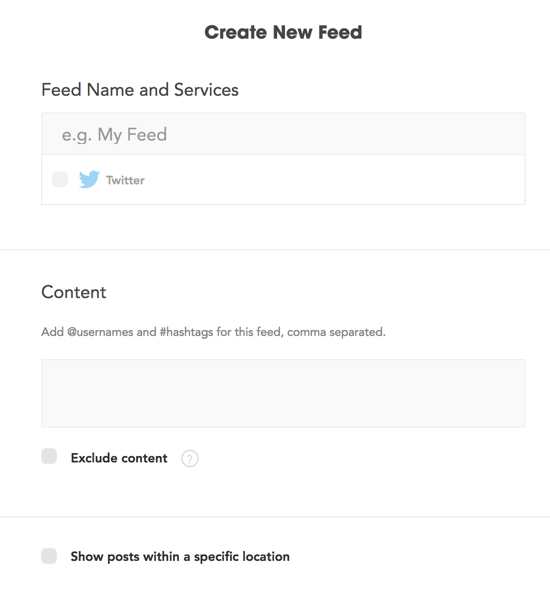 Você pode criar feeds Waaffle com base em contas individuais ou hashtags específicas.