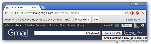 use o gmail como seu manipulador de links de e-mail padrão