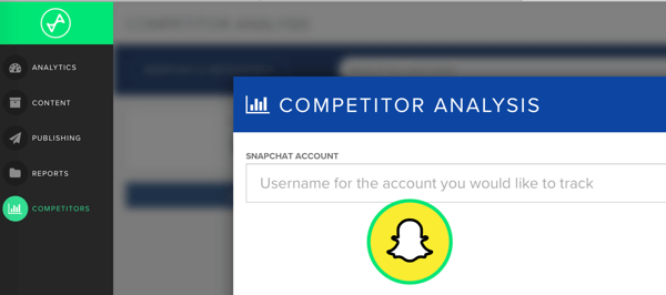 Adicione o nome de usuário do Snapchat do concorrente que deseja rastrear no Snaplytics.