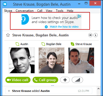 Anúncio em banner do Skype