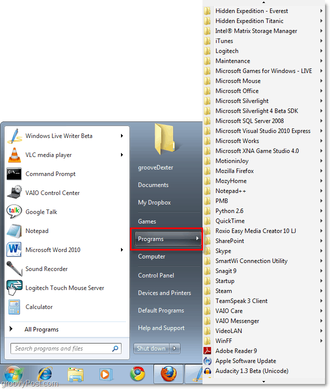 Adicione o menu "Todos os programas" ao estilo XP clássico ao Windows 7