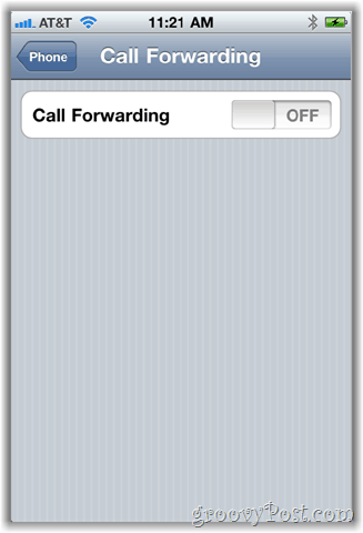 captura de tela da opção de encaminhamento de chamada do iphone