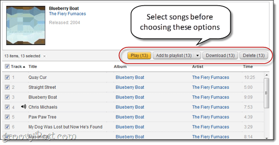 Classificando e excluindo músicas no Amazon Cloud PLayer