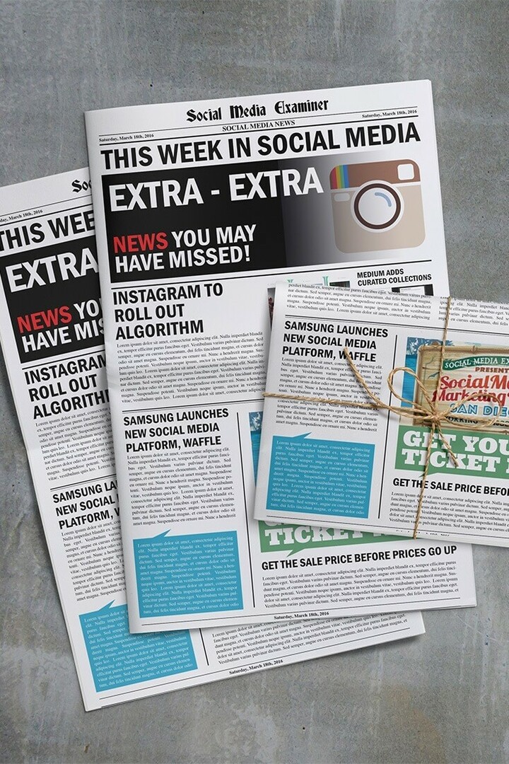 examinador de mídia social, notícias semanais, 19 de março de 2016