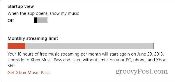Limite de transmissão do Xbox Music