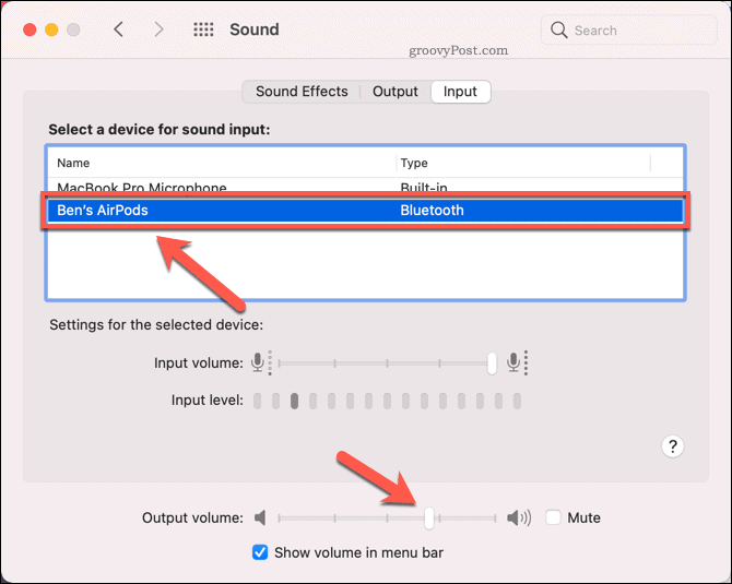 Configurando AirPods como o dispositivo de entrada de som no Mac