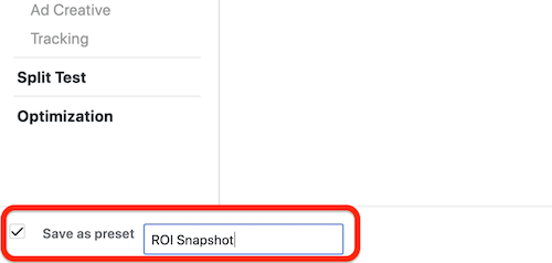 criar relatório personalizado de instantâneo de ROI no Facebook Ads Manager, etapa 8