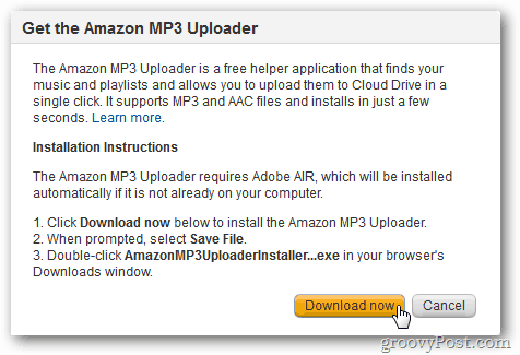 Instale o Amazon MP3 Uploader