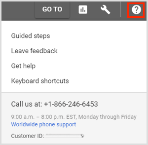 Entre em contato com o suporte ao cliente do Google AdWords.