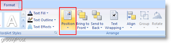 Alterar posição do Microsoft Word 2007