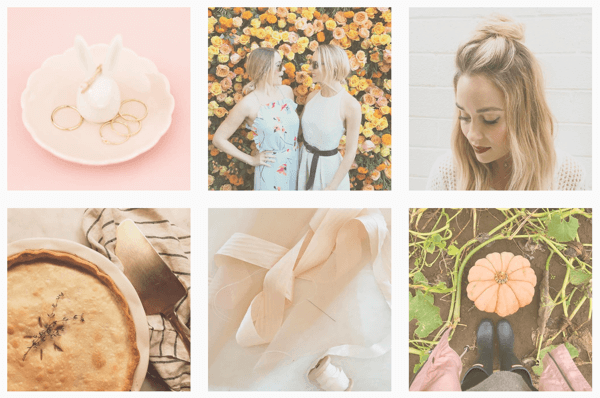 O feed do Instagram de Lauren Conrad é unificado pelo uso do mesmo filtro em todas as imagens.